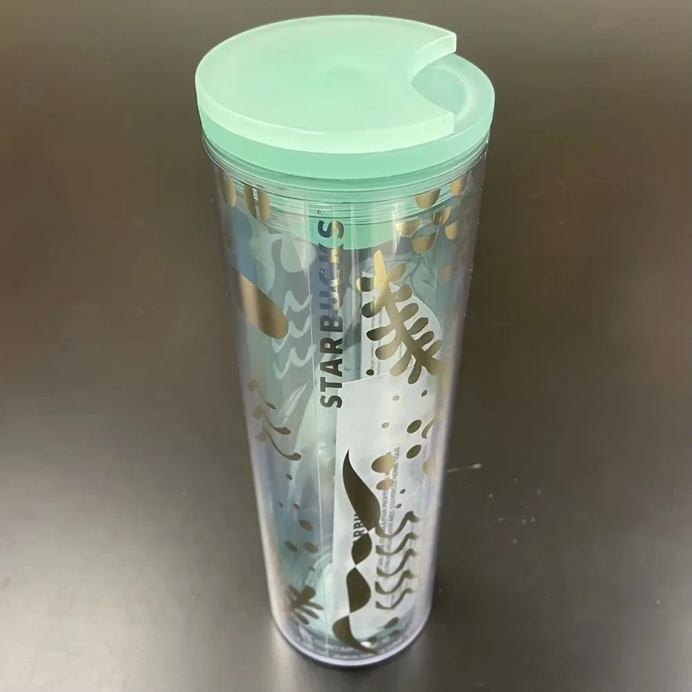 New Starbucks Tumbler 2020 Mermaid Gold Siren 16 fl oz Acrylic Cold Cup Seaglass